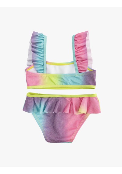 Koton Parlak Askılı Fırfırlı Bikini Takımı Mor Desenli 5skg00019mm Mor Desenli