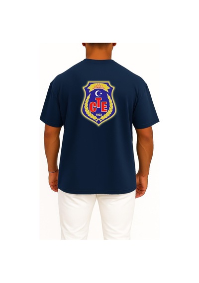 Bahriyeli Collection Oversize Ceza Ve Tevkifevleri Genel Müdürlüğü Cep Ve Sırt Tasarımlı Unisex T-shirt Lacivert