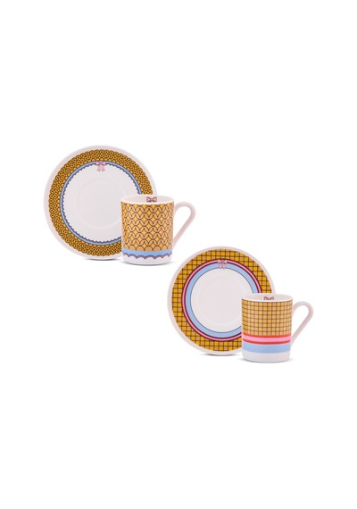 Aryıldız Lura 4 Parça 2 Kişilik Kahve Fincan Takımı Sarı 90 Ml Çok Renkli