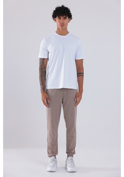 Rowinger Premium Merserize Kumaş Logolu Lastikli Paça Jogger Erkek Eşofman Altı Camel A.kahve
