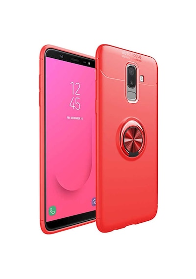 Samsung Galaxy Uyumlu J8 Kilif Yüzüklü Tam Korumali Silikon Kapak 418019755