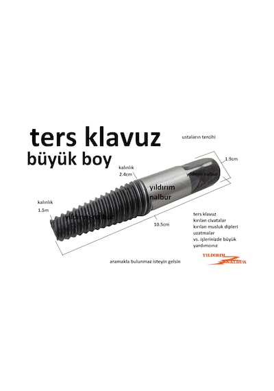Klavuz Ters Diş Açma Kılavuzu Duble Büyük Boy Tesisatçı Klavuz Mu