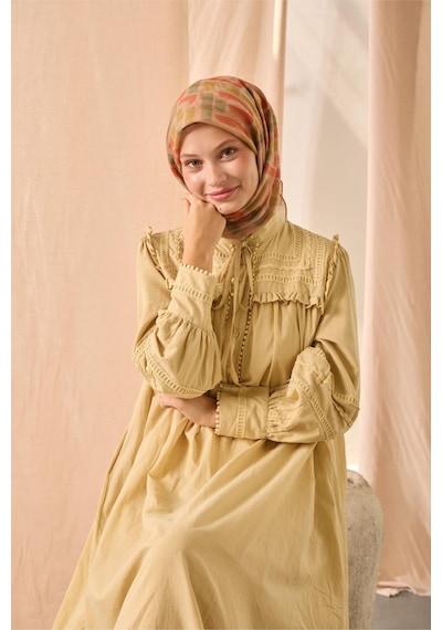 Silk Home Soft Eşarp 73096-13 Bal Köpüğü, Yeşil, Koyu Turuncu, Çimen Yeşili