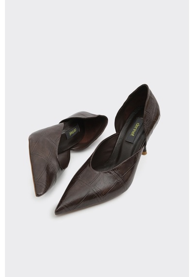 Derinet Dekolteli Kadın Stiletto Kahve Kahve