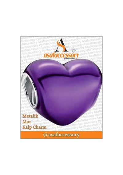 Metalik Mor Kalp Charm