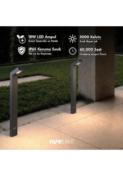 Polera Led Bahçe Aydınlatma Direği 50x90x800 Mm 18w Ip65 Alüminyum Dış Mekan Bollard Aydınlatma 3000k Peyzaj Yür