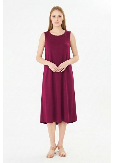 Sortie Collection Basic Kolsuz Modal Cepli Çan Elbise Bordo