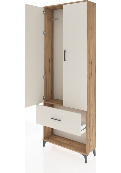 Arges Dolap Tek Raflı Tek Çekmeceli Tek Askılı 88x30x243 Çam-aytaşı Atlas Çam