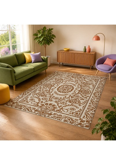 Kartela Halı Veso Halı Kaymaz Taban Makinede Yıkanabilir Halı Bakır - 60 X 90 Cm