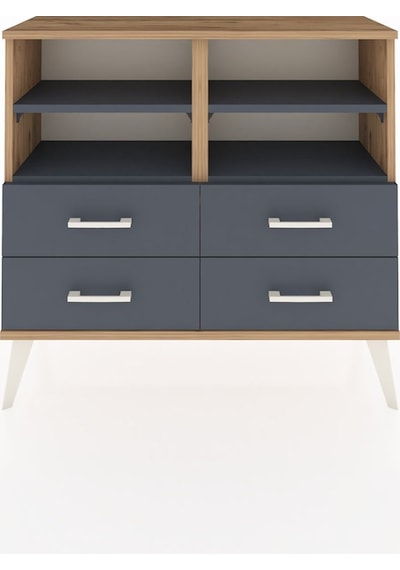 Arges Şifonyer 4 Raflı 4 Çekmeceli 88x30x80 Çam-antrasit Antrasit Arges Şifonyer 4 Raflı 4 Çekmeceli 88x30x80 Çam-antrasit Antrasit