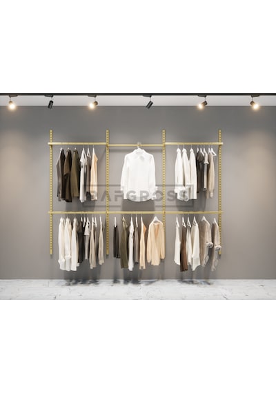 Mağaza Raf Sistemi, Askılık Sistemi, Butik, Mağaza Stand-185x200 Gold
