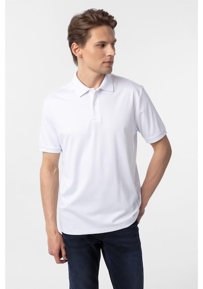 Süvari Beyaz Regular Baskılı Polo Yaka Tişört Beyaz