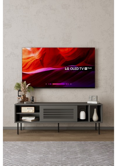 Umay 120 Cm Tv Ünitesi 100% Mdf Metal Ayak Gri