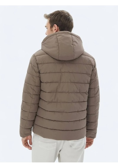 Kip Bej Regular Fit Kapüşonlu Casual Dokuma Mont Bej