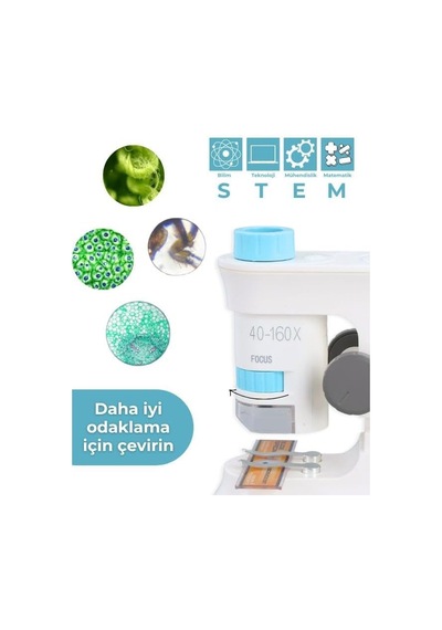 Taşınabilir Standlı Çocuk Mikroskobu 40x 160x, Stem Eğitim Mikroskobu