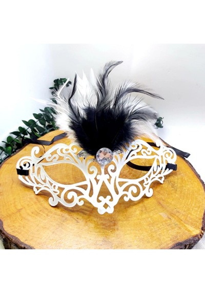 Tüylü Maske Kına Aksesuarı Maske Beyaz