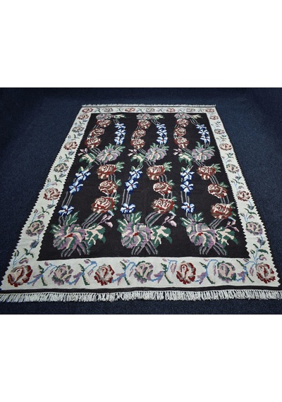 Zehra Abla Halı Yeni El Dokuma Şaheser Güllü Çiçekli Karabağ Yün Kilim 7001 Çok Renkli
