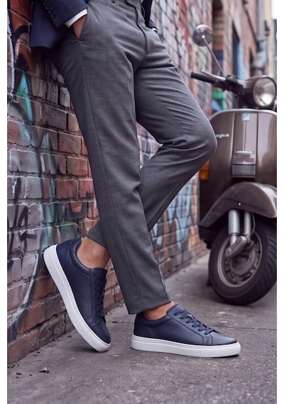 Liarca Ghostwood - Hakiki Deri Sararmaz Faylon Taban Lacivert Beyaz Erkek Sneaker Ayakkabı Lacivert - Beyaz