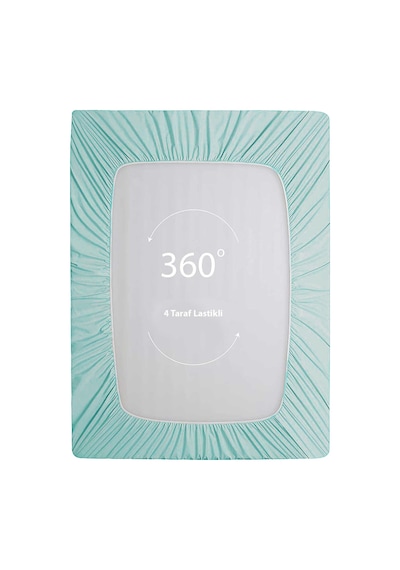 Soley Jersey %100 Pamuk Çift Kişilik 160 X 200 Lastikli Çarşaf Su Yeşili