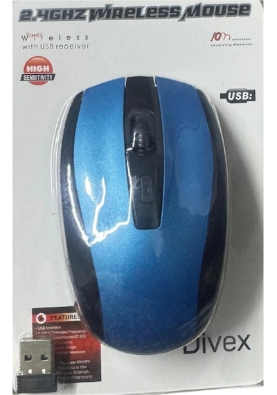 2.4ghz Usb Alıcılı Wireless Mouse Kablosuz Bilgisayar Faresi Mavi Dm-10