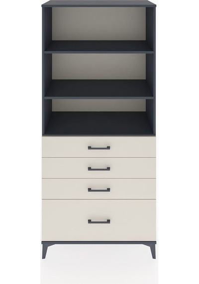 Hyperion Dolap 3 Raflı 4 Çekmeceli 88x44x195 Antrasit-aytaşı Antrasit