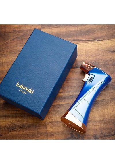 Lubinski New Design Çok Fonksiyonlu Tek Torch Büyük Masa Tipi Puro Çakmağı Blue Lb-119