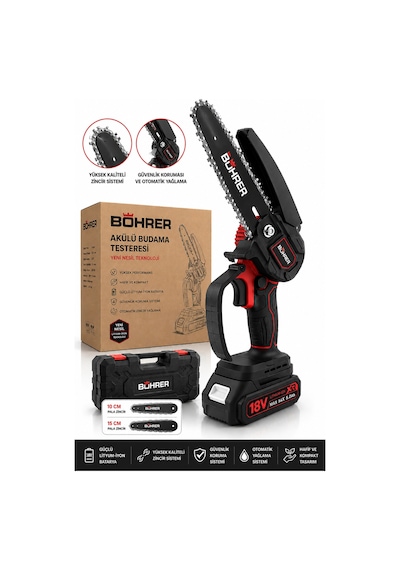 Böhrer Ba011444 Çift Akülü 20cm Kömürsüz Zincirli Dal Budama Makinesi - 36v 5ah