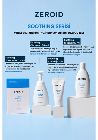 Yoğun Nem Desteğiyle Rahatlatan, Seramid İçerikli Nemlendirici Maske Zeroıd Soothing Sheet Mask Set
