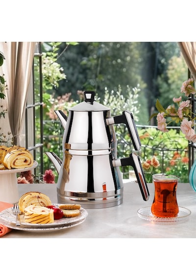 Schafer Premium Çaydanlık Takımı Büyük Boy 3 Parça-ınox Gümüş