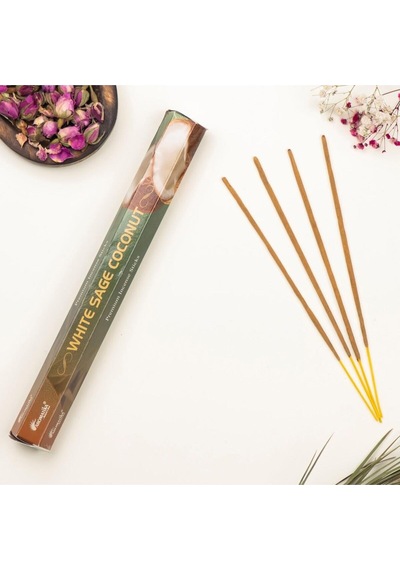 Beyaz Adaçayı & Hindistan Cevizi Aromalı Doğal Premium Çubuk Tütsü