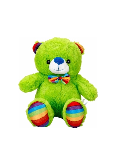 Oturan Kurdeleli Renkli Peluş Ayı 30 Cm - Stokta Olan Renk Gönderilir Mavi