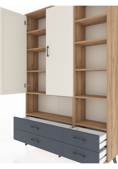 Arges Dolap 10 Raflı 4 Çekmeceli 2 Kapaklı 132x30x195 Çam-aytaşı/antrasit Aytası/antrasıt Arges Dolap 10 Raflı 4 Çekmeceli 2 Kapaklı 132x30x195 Çam-aytaşı/antrasit Aytası/antrasıt