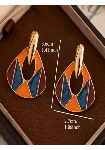 Kc Altın Kaplama Bohemian Retro Küpe Çok Renkli