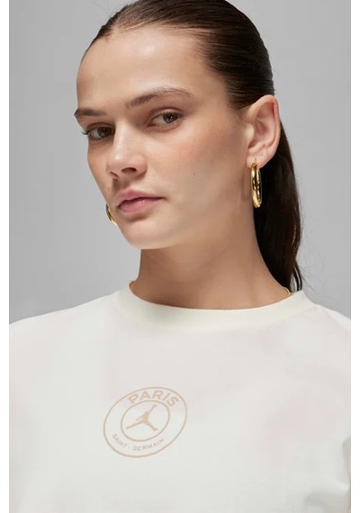 Nike Air Jordan Paris Saint Germain Mens Tee Grafik Baskılı Erkek Günlük Tişört Krem