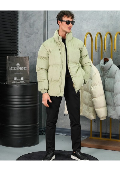 Modefendi Yüksek Kalite Oversize Elyaf Yapılı Kadife Mont Yeşil