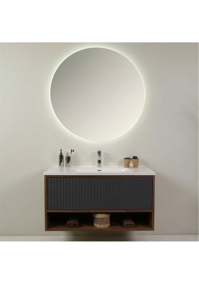 Kobos Elegant 100 Cm Banyo Dolabı Seti Miling Oak + Argento Antrasit Kobos Elegant 100 Cm Banyo Dolabı Seti Miling Oak + Argento Antrasit