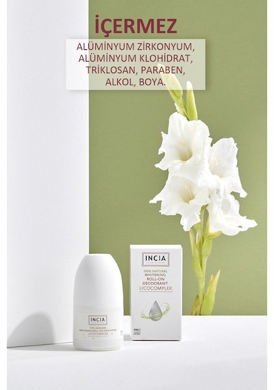 INCIA %100 Doğal Roll On Deodorant Beyazlatıcı Ter Kokusu Önleyici Leke Yapmayan 50 ML