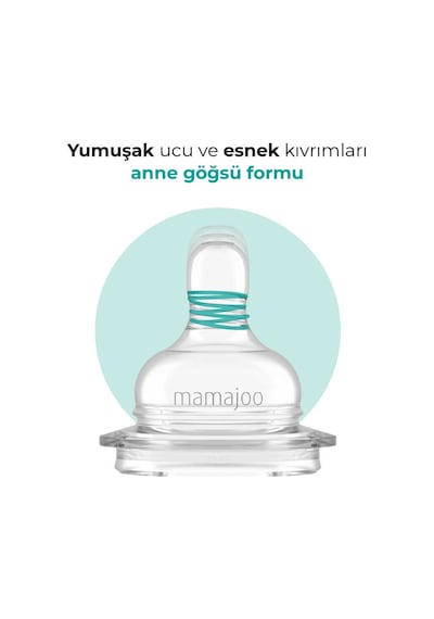 Mamajoo Anti-kolik Biberon Emzikleri 0ay+, Yavaş Akışlı, 2li Paket