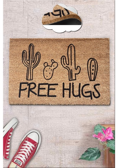 Coco Free Hugs 40X60 cm KIL Paspas,Dekoratif Çok Amaçlı Iç ve Dış Kapı Paspası