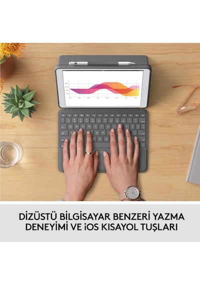 Logitech Combo Touch Apple Uyumlu iPad  7,8,9. Nesil Için Türkçe Klavyeli Kılıf