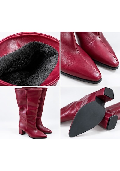 Dabab Shoes Mıressa Kadın Bordo Kırışık Yarı Rugan Cilt Sivri Burun Geniş Baldır 6 Cm Kalın Topuklu Uzun Çizme Dabab Shoes Mıressa Kadın Bordo Kırışık Yarı Rugan Cilt Sivri Burun Geniş Baldır 6 Cm Kalın Topuklu Uzun Çizme
