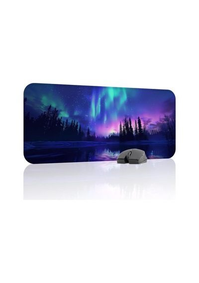 Aurora Kuzey Işıkları Gaming Mouse Pad Kauçuk Kaymaz Taban Mousepad V4, 70x30 Xl
