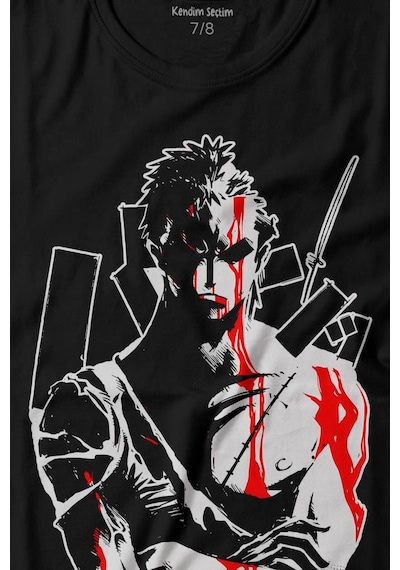 Kendim Seçtim One Piece Roronoa Zoro Poster Baskılı Tişört Çocuk T-shirt 001