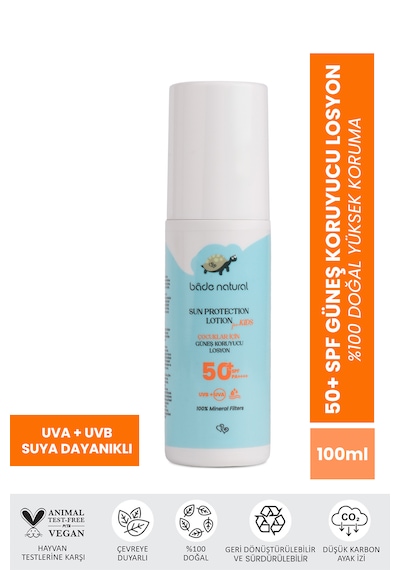 %100 Doğal 50+ Spf Yüksek Korumalı Çocuk Güneş Koruyucu Losyon