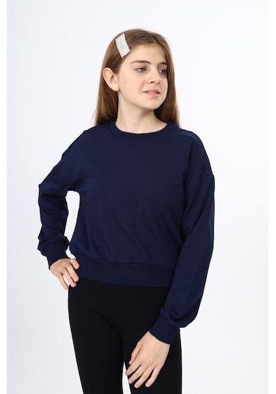 Toontoy Kız Çocuk Düşük Omuz Gazeli Okul Sweatshirt Lacivert