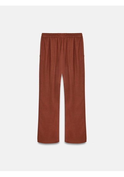 Dilvin 72225 Beli Lastikli Dökümlü Pantolon-kiremit Kiremit