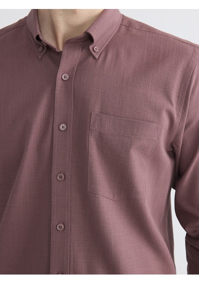 Lcwaıkıkı Classic Pembe Regular Fit Keten Görünümlü Erkek Gömlek