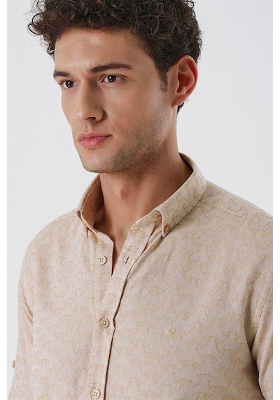 İmza Bej Kısalabilir Kollu Desenli Jakarlıcepsiz %100 Pamuk Casual Slim Fit Gömlek 1004230181-bej Bej İmza Bej Kısalabilir Kollu Desenli Jakarlıcepsiz %100 Pamuk Casual Slim Fit Gömlek 1004230181-bej Bej