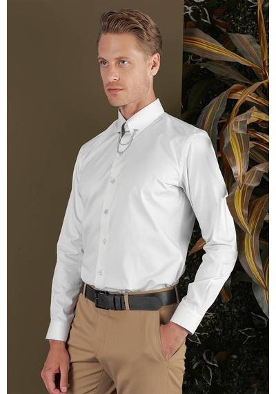 Efor Gk 704 Slim Fit Mavi Klasik Gömlek Mavi