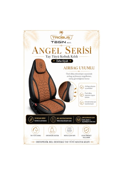Seat Leon 2005 Ve Sonrası Uyumlu Angel Serisi Tay Tüyü Koltuk Kılıfı Taba Siyah